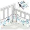 Vicloon Paracolpi Lettino, 2 Pezzi Paraurti COT Morbida e Traspirante, Paracolpi per Lettino con 10 Cinghia Fissa, Lavabile, 340cm x 30cm + 160cm x 30cm, Luna Elefantino