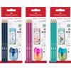 Faber-Castell - Set scolastico da 5 pezzi con matite, temperino e gomma