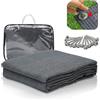 Ollewiellan Tappeto per tende da campeggio, 300 x 400 cm, traspirante, antiscivolo, lavabile, resistente ai raggi UV, con 12 fori, 13 picchetti e borsa per il trasporto, grigio e blu