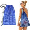 JYYWTSI Borsa a Rete Sport 68 x 48 cm, Sacca Mesh con Coulisse Blu | Borsa in rete di poliestere 600D con coulisse, borsa a rete 68 x 48 cm, per nuoto e fitness