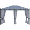 Generic Gazebo in alluminio e acciaio con zanzariere, 3 x 4 m, antracite | Tetto Oxford con rivestimento in PA, resistente alla ruggine, chiusure a gancio e anello, fissaggio al pavimento incluso