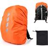 Yilnlg Copertura antipioggia per zaini scolastici, con strisce riflettenti, 18-25 l | Custodia per zaino con fibbia, per campeggio, escursionismo, outdoor, pieghevole, arancione