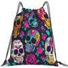 Dusviba Zainetto con coulisse Sugar Skulls Roses | Borsa da palestra leggera in poliestere resistente all'acqua per sport, viaggi, scuola, yoga, spiaggia, shopping