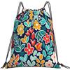 Dusviba Zaino con coulisse e foglie di fiori | Borsa da palestra leggera in poliestere resistente all'acqua per sport, viaggi, scuola, yoga, spiaggia, shopping