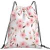 Dusviba Zaino con coulisse con foglie di fiori di ciliegio acquerello | Borsa da palestra leggera in poliestere resistente all'acqua per sport, viaggi, scuola, yoga, spiaggia, shopping