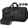 Lubardy Borsone da Viaggio Grande 100L Pieghevole Borsone Palestra Uomo Impermeabile Borsa Sportiva Donna Ultra-Leggero con Scomparto per Scarpecon Nero