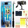 Generic Canna da pesca telescopica e mulinello per kit combinato, set di attrezzi | Struttura in metallo, peso leggero 310 g, set portatile da 48 cm, attrezzatura completa per escursioni