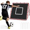 Fogmiea Rete di rimbalzo da calcio su entrambi i lati | Rete di rimbalzo pieghevole Kickback, 120 x 120 cm, con bersaglio per allenamento, sport, tubo in metallo/tessuto PE