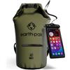 Earth Pak Borsa Impermeabile con Tasca Frontale - Ideale per Kayak, Canottaggio, Pesca, Rafting, Sci, Nuoto, Campeggio, e Snowboarding (Verde, 40L)