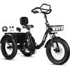ESKUTE Triciclo Elettrico per Adulti T302 Pro, Fat Bike Elettrica 20×4.0 Pieghevole con Batteria Rimovibile 48V 20,8Ah, eBike a Tre Ruote con Motore 65Nm, Cambio 7 Velocità, Autonomia fino a 130 km