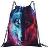 Dusviba Zaino con coulisse Space Cool Wolf | Borsa da palestra leggera in poliestere resistente all'acqua per sport, viaggi, scuola, yoga, spiaggia, shopping
