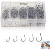 JRILUO Ami da Pesca Assortiti 150 Pezzi Dimensioni 4#-12# con Occhiello, Scatola | 30 pezzi, dimensioni 10,5 × 6 a 19 × 12,5 mm, acciaio resistente, scatola di stoccaggio, occhiello di fissaggio