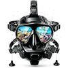 MODJUEGO Maschera subacquea integrale con supporto per fotocamera, vista panoramica regolabile a 180 gradi, per adulti, anti-appannamento, anti-perdite, con tappo asciutto