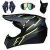GDAONUDK Casco Integrale da Moto Fuoristrada Per Ragazzi E Adulti, con Occhiali, Guanti E Maschera Per Downhill, Enduro, Moto da Cross, Omologato DOT(T4,L(56-57cm))