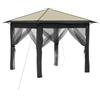 Generic Gazebo con 4 pareti laterali, 2,6 x 2,6 m, crema e antracite | Tessuto Oxford 210D, struttura in acciaio, altezza regolabile, include borsa e picchetti
