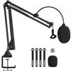 TONOR Braccio per Microfono Regolabile con Filtro Anti-Pop, Adattatore da 3/8 a 5/8, Clip per Microfono, Morsetto Resistente, Ideale per Podcast, Streaming, Giochi, Telelavoro, 47 cm +47 cm, T30