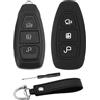 ERMWALR 2 pezzi Sostituzione Guscio Chiave Auto e Cover Chiave con Portachiavi per Ford, Custodia Portachiavi a 3 Pulsanti Adatta per Ford Fiesta Focus Kuga C-Max Grand C-Max Galaxy B-Max S-Max