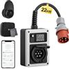 dé Wallbox 22kW Trifase 32A con App e Scheda RFID, Colonnina Ricarica Auto Elettrica, Stazione di Ricarica da 11kW, per ID.4 ID.5, Model Y, Model 3, e-up, e-208 e Altri EV e PHEV