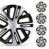 SUVOO Set 4 Copricerchi Auto Universali in ABS, Coppe Ruota per Cerchi in Acciaio con Anello Metallico di Fissaggio, Nero/Argento, Installazione Rapida (16.0, Pollici, R RING MIX)