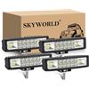 SKYWORLD 4 Pcs Mini Faro da Lavoro Led, 6 Pollici 15 cm 24W Barra Led Slim | Sottile Spot Flood Luci di Lavoro 12V 24V Off road Luci di Guida per 4x4 Fuoristrada Auto Moto SUV Trattore Camion Escavatore