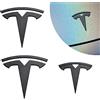 Nizirioo Set di etichette per auto, 3 pezzi, logo nero opaco, accessorio per auto anteriore/posteriore/volante, per Tesla Model Y