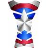 Colorbike Pintura y adhesivos de motos. Tankpad Tank Pad Protector serbatoio moto - Adesivo serbatoio moto 3D compatibile con moto Kawasaki Aprilia Ducati Yamaha Heroes (Captain American), scudo America Stella - 20 x 15 cm