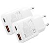 Security-01 Confezione da 2 batterie USB C Fast Charger, 20 W PD 3.0, Dual Port Slim Plug USB-C & USB-A, caricatore rapido per iPhone 17 17Pro 16 16Pro 16Pro Max 15 14 13 12 11, Samsung Telefono