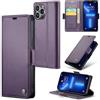 Idhiem Flip Libro Wallet Cover per iPhone 13 Pro Max, Viola | Pelle PU Premium, Custodia Portafoglio Flip Libro, Blocco RFID, Slot per Carte, Antiurto Wallet Cover, Funzione Supporto