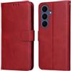 YUXING Cover per Samsung Galaxy S26 FE, Custodia a Libro in Pelle | Portafoglio, Blocco RFID, Porta Carte e Tasca Contanti, Chiusura Magnetica, Supporto, Antiurto-Rosso
