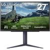 LG UltraGear 27GS85Q Monitor Gaming 27 Nano IPS QHD (2560x1440), 200Hz (O/C), 1ms (GtG), G-Sync Compatible, AMD FreeSync, HDR 400, HDMI 2.0 (HDCP 2.2), DisplayPort 1.4, AUX, Flicker Safe, Nero