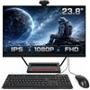 SUKOTOP Computer All-in-One IPS da 23,8 pollici, Core i5-7300HQ, 16 GB RAM, SSD da 512 GB. Telecamera girevole a 360° e ricarica wireless integrata. Tastiera e mouse cablati inclusi.
