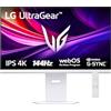 LG UltraGear 32G810SA Monitor Gaming 32, UHD 4K, IPS 1ms, 144Hz, Funzioni Smart con webOS 24, HDR 400, G-Sync Compatible, AMD FreeSync Premium, VRR, Speaker 14W, HDMI 2.1, USB-C, WiFi, BT, Bianco