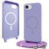 YFSYLL Magnetica Cover per iPhone 17e (2026) /iPhone 16e con Cordino,Compatibile con MagSafe,Silicone Case con Regolabile Cordino da Collo Nylon Catena Collana Tracolla - Viola
