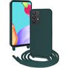 FERLAN Custodia per Samsung Galaxy A72 5G Cover con Cordino,Verde | Custodia con Laccio Collana Tracolla Regolabile Sottile Silicone Morbido TPU Bumper Antiurto AntiGraffio Protettiva Case