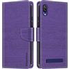 Shantime Custodia pelle effetto legno per Doogee X90 - Viola | 6.1 Custodia flip con chiusura magnetica, portacarte e guscio portafoglio a protezione totale