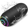 RIENOK Cassa Bluetooth Portatile Potente IPX7 Impermeabile, 30 Ore di Autonomia, Altoparlante Bluetooth Doppie Trombe, Vero Stereo Senza Fili, Luce LED, Supporto Scheda TF & AUX (Nero Antracite)