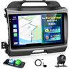 Motorsi 4G+128G Carplay Autoradio per Kia Sportage 2010 2011 2012 2013 2014 2015 2016 con Wireless Android Auto Touchscreen da 9 Pollici GPS Navigation/WiFi/FM/RDS Radio/SWC/Canbus/Bluetooth/EQ+Camera