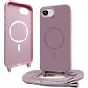 YFSYLL Magnetica Cover per iPhone 17e (2026) /iPhone 16e con Cordino,Compatibile con MagSafe,Silicone Case con Regolabile Cordino da Collo Nylon Catena Collana Tracolla - Rosa Gold