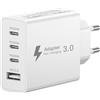 Nipow Caricatore USB C 50W, 4 Porto Presa USB C Alimentatore Caricatore USB Multiplo con PD&QC3.0, Adattatore Tipo C Spina Caricabatterie Rapido per iPhone 17 16 15 14 13 12 11 XR, iPad, Samsung S25 S24 S23
