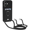 YFSYLL Cover Compatibile con Samsung Galaxy S25 Edge con Cordino,Custodia con Cordino Silicone Cover,Protezione Fotocamera,360°Anello Supporto,Porta Carte,Nero