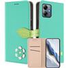 MOJIA Custodia a Portafoglio per Motorola Moto G14, Cover in Pelle PU Flip con Fiore e Chiusura Magnetica Foglia, Slot Carte, Funzione Stand.-Grey