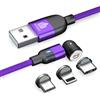 Filliano cavo magnetico ricarica rapida 3A, trasferimento dati avvolgibile 1M rotazione 360-180 Cavo con 3 calamite per cavo usb type C e micro usb per ricarica universale.