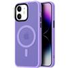 Mixroom - Cover Custodia Bumper Opaco per iPhone 12 Compatibile con MagSafe Accessori Cerchio Magnetico Integrato Retro Semitrasparente Bordo Morbido in TPU Silicone Lilla