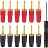 KUOQIY 12 Pezzi 2mm Spina a Banana Pin Tipo a Vite, Spine a Banana Placcate in Oro Audio Speaker Cavo Connettore, per Spina Connettori per Altoparlanti (6 Rouge + 6 Noir)