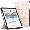 MoKo Custodia Supporto per 11 Kindle Scribe 3rd& Colorsoft,Fiori Foglie | Copertina a Tre Ante con Spazio per Penne, Auto Sonno/Sveglia,per Kindle Scribe 3rd e Kindle Colorsoft 1st 2025