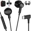 ACANDYA Auricolari con Filo USB C per iPhone 17 16 pro Reno 15 Pro Max, Nero
