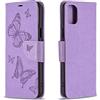 AIFILLE Cover Custodia Compatibile per LG K42 6.6 Pollici Viola Protettiva Trama di Farfalla Portafoglio in Pelle PU con Porta Carta di Credito Kickstand e Chiusura Magnetica Funzione
