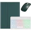 kaidisen Custodia con tastiera retroilluminata per iPad Mini 5a generazione/7,9 Mini 4 Mini 5 con mouse, tastiera a colori retroilluminata rimovibile, verde scuro + bianco