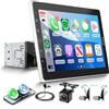 VECHTEL Autoradio 1 Din con Carplay Android Auto, Regolazione Schermo Tattile da 10.1 Pollici IPS Stereo Auto supporto Bluetooth, Radio FM, Mirror Link, GPS, 2USB, SWC, MIC, Telecamera Posteriore