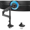 ARES WING Supporto Monitor Singolo regolabile per schermi da 17-49" pollici, Braccio monitor capacità di peso 20 kg, con braccio a molla a gas e asta, VESA 75/100 mm, nero